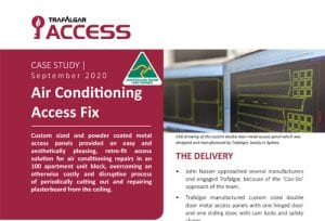 Trafalgar Access Case Study of a Custom designed and Metal Access Panel to suit a difficult Air Conditioning access problem Thumbnail